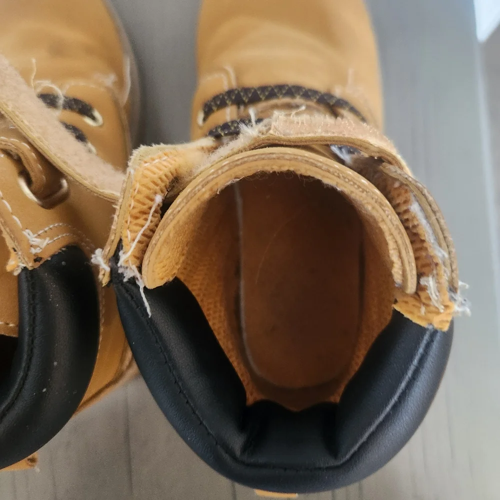 Wonder Nation Kids Tan Boots with Black Laces And Velcro